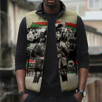 Huey P. Newton Sleeveless Puffer Jacket Black Panther Collage Design Civil Rights Movement Theme Revolutionary Tribute - Wonder Print Shop