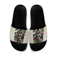 Huey P. Newton Slide Sandals Black Panther Collage Design Civil Rights Movement Theme Revolutionary Tribute - Wonder Print Shop