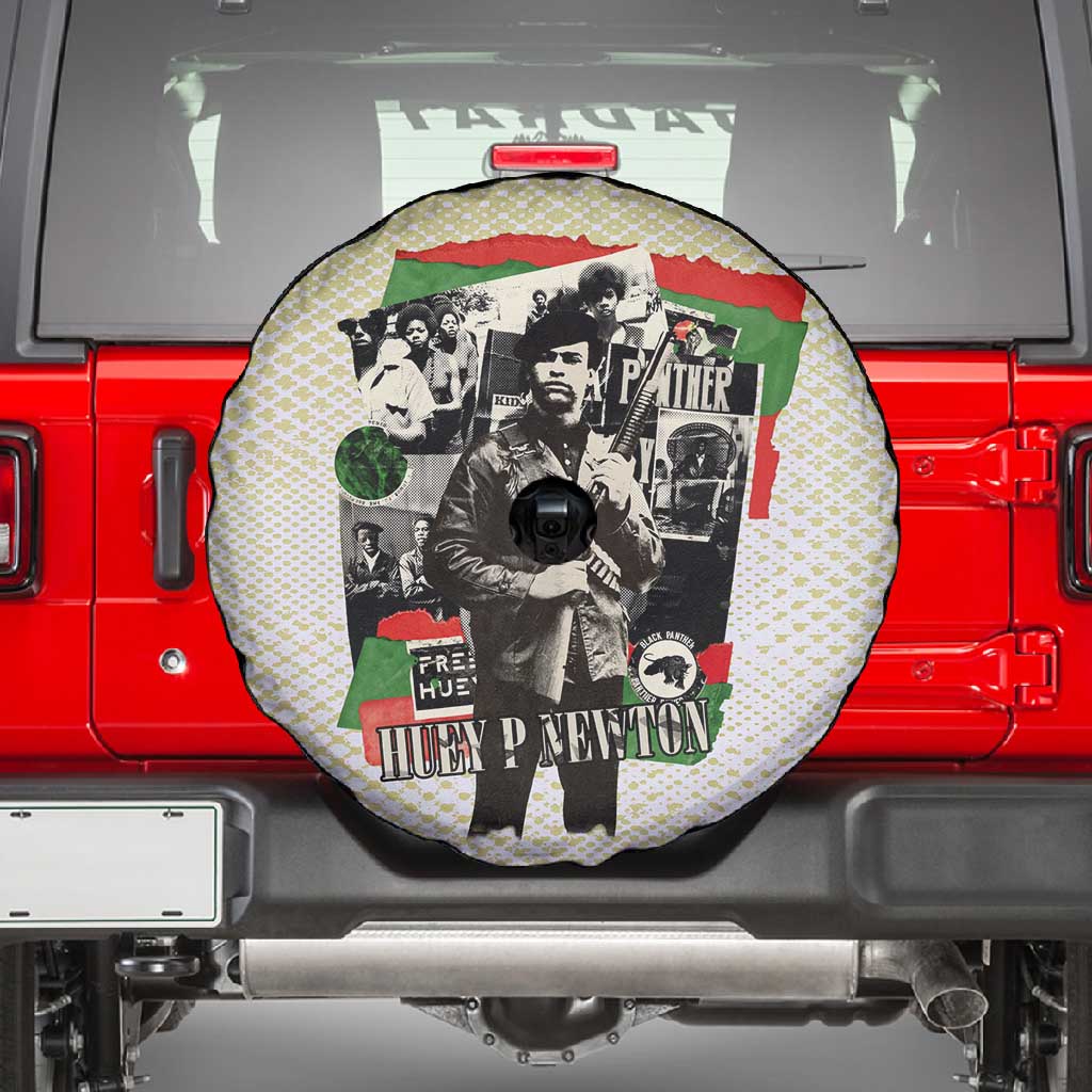 Huey P. Newton Spare Tire Cover Black Panther Collage Design Civil Rights Movement Theme Revolutionary Tribute - Wonder Print Shop
