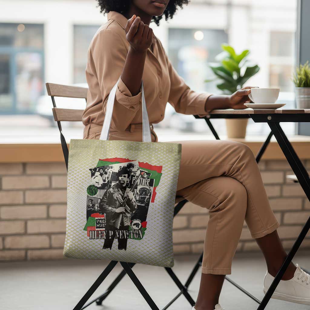 Huey P. Newton Tote Bag Black Panther Collage Design Civil Rights Movement Theme Revolutionary Tribute - Wonder Print Shop