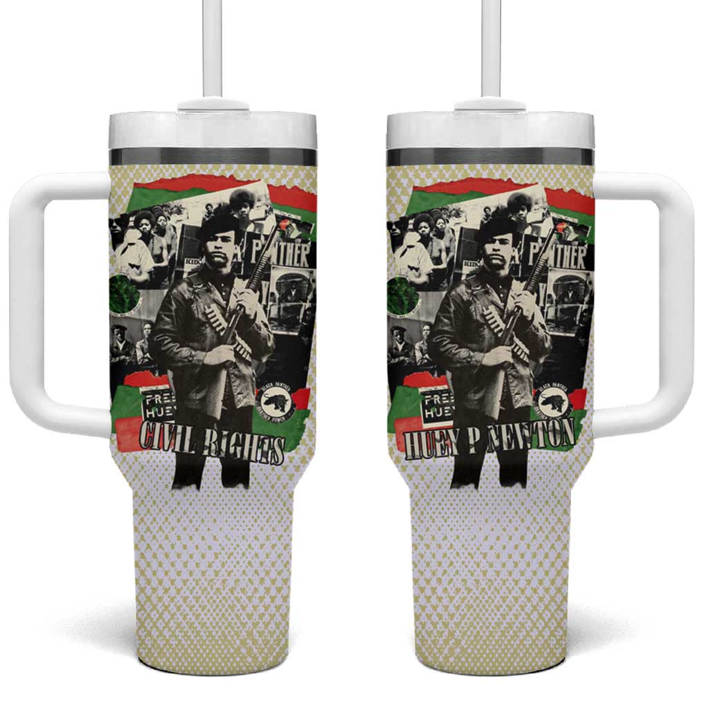 Huey P. Newton Tumbler With Handle Black Panther Collage Design Civil Rights Movement Theme Revolutionary Tribute - Wonder Print Shop