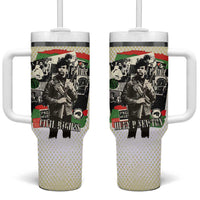Huey P. Newton Tumbler With Handle Black Panther Collage Design Civil Rights Movement Theme Revolutionary Tribute - Wonder Print Shop