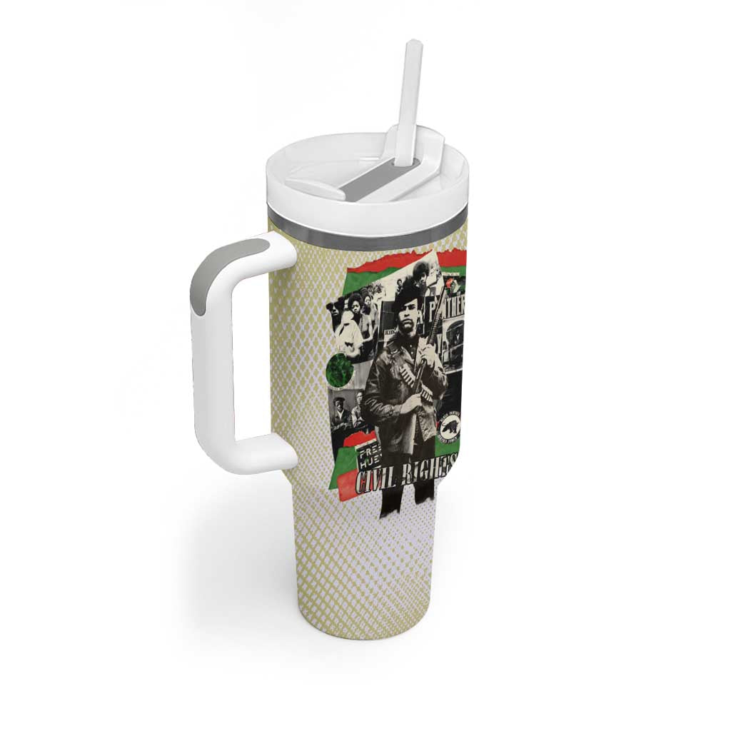 Huey P. Newton Tumbler With Handle Black Panther Collage Design Civil Rights Movement Theme Revolutionary Tribute - Wonder Print Shop