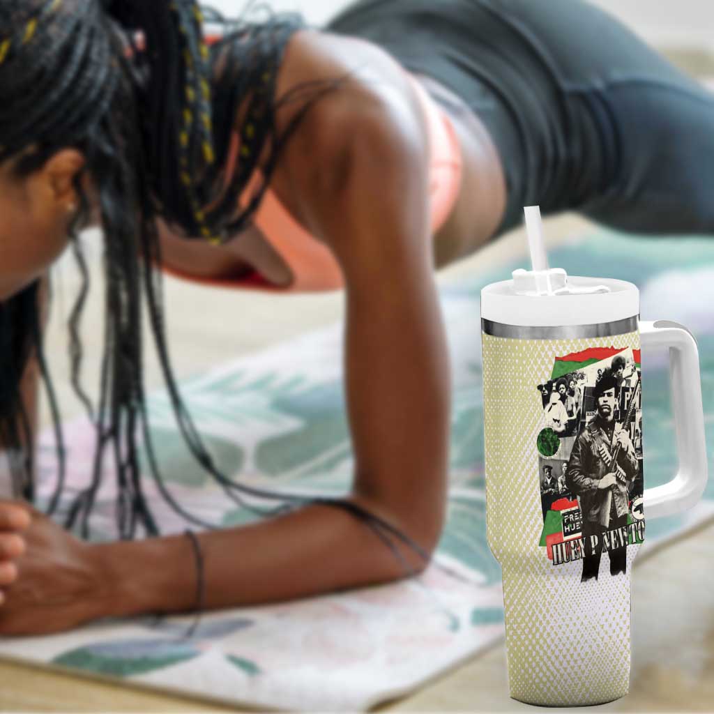 Huey P. Newton Tumbler With Handle Black Panther Collage Design Civil Rights Movement Theme Revolutionary Tribute - Wonder Print Shop