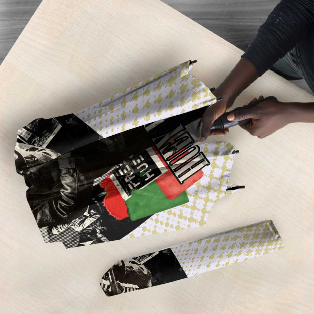 Huey P. Newton Umbrella Black Panther Collage Design Civil Rights Movement Theme Revolutionary Tribute - Wonder Print Shop