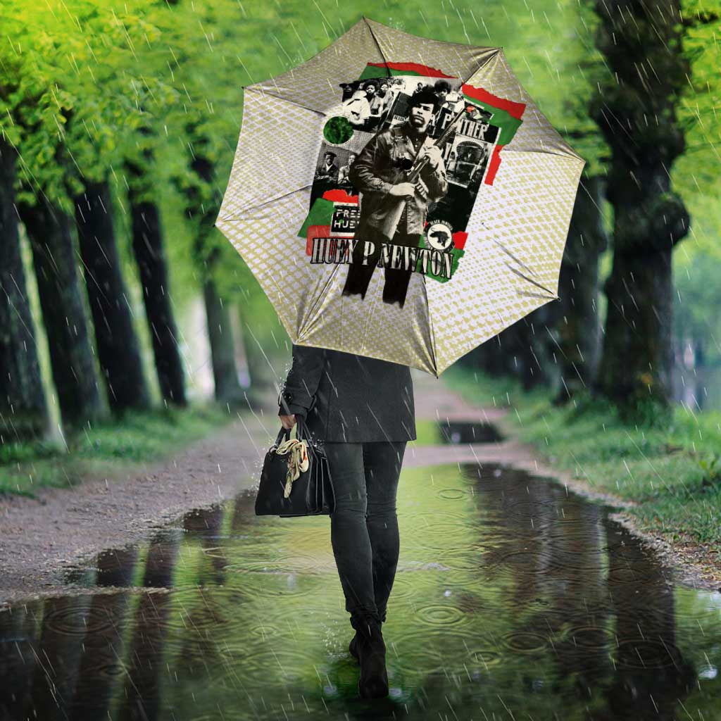 Huey P. Newton Umbrella Black Panther Collage Design Civil Rights Movement Theme Revolutionary Tribute - Wonder Print Shop