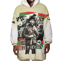 Huey P. Newton Wearable Blanket Hoodie Black Panther Collage Design Civil Rights Movement Theme Revolutionary Tribute - Wonder Print Shop
