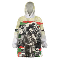 Huey P. Newton Wearable Blanket Hoodie Black Panther Collage Design Civil Rights Movement Theme Revolutionary Tribute - Wonder Print Shop