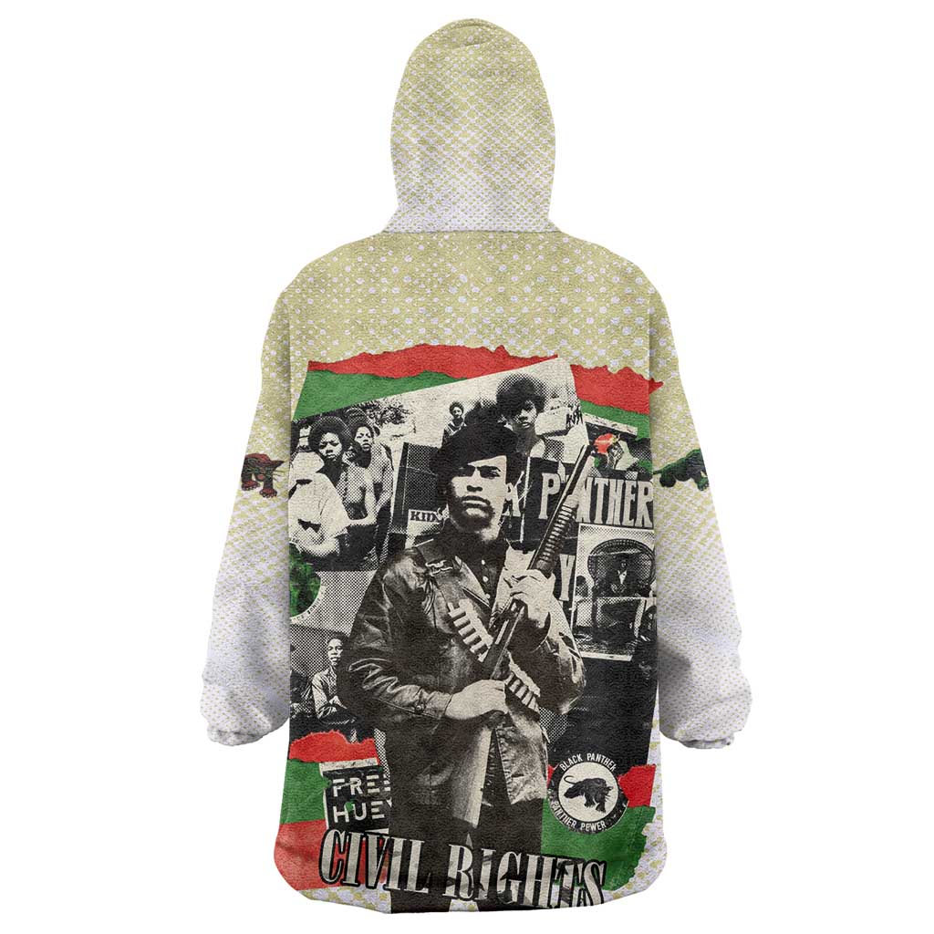 Huey P. Newton Wearable Blanket Hoodie Black Panther Collage Design Civil Rights Movement Theme Revolutionary Tribute - Wonder Print Shop