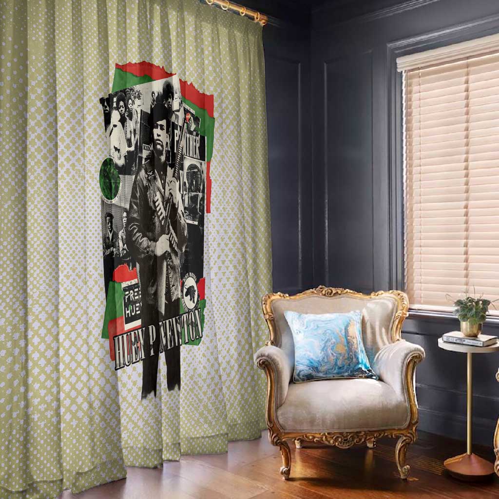 Huey P. Newton Window Curtain Black Panther Collage Design Civil Rights Movement Theme Revolutionary Tribute - Wonder Print Shop