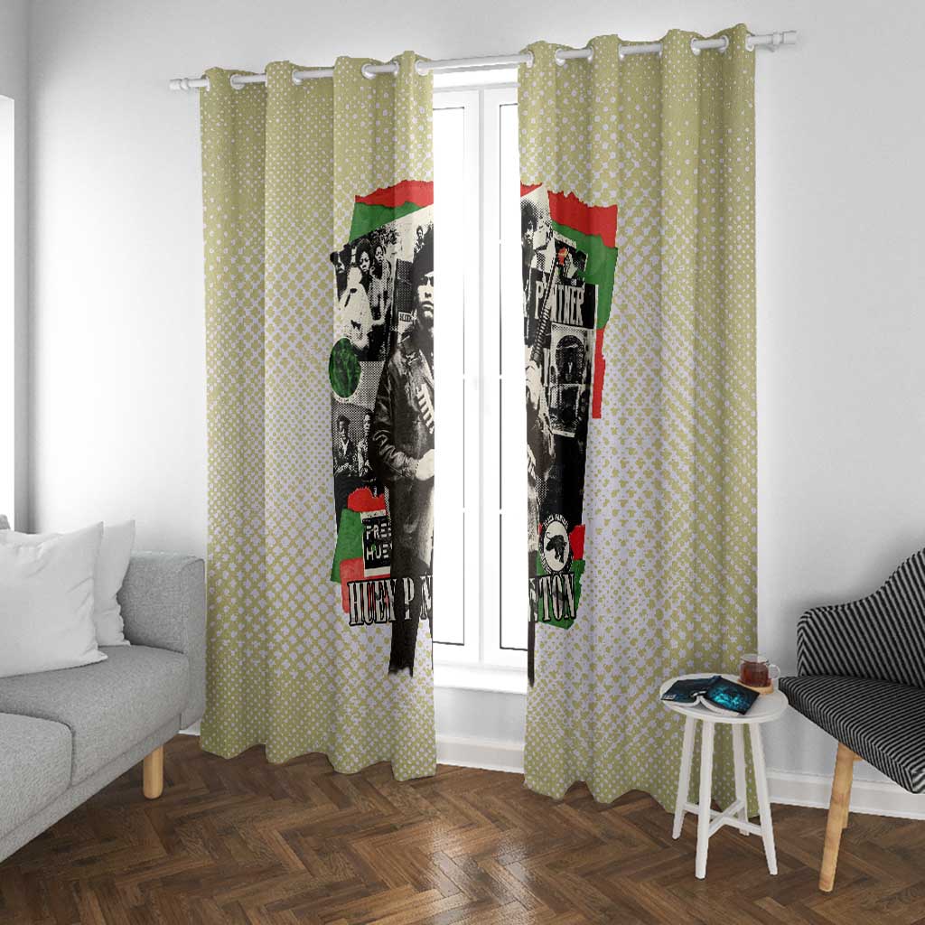 Huey P. Newton Window Curtain Black Panther Collage Design Civil Rights Movement Theme Revolutionary Tribute - Wonder Print Shop