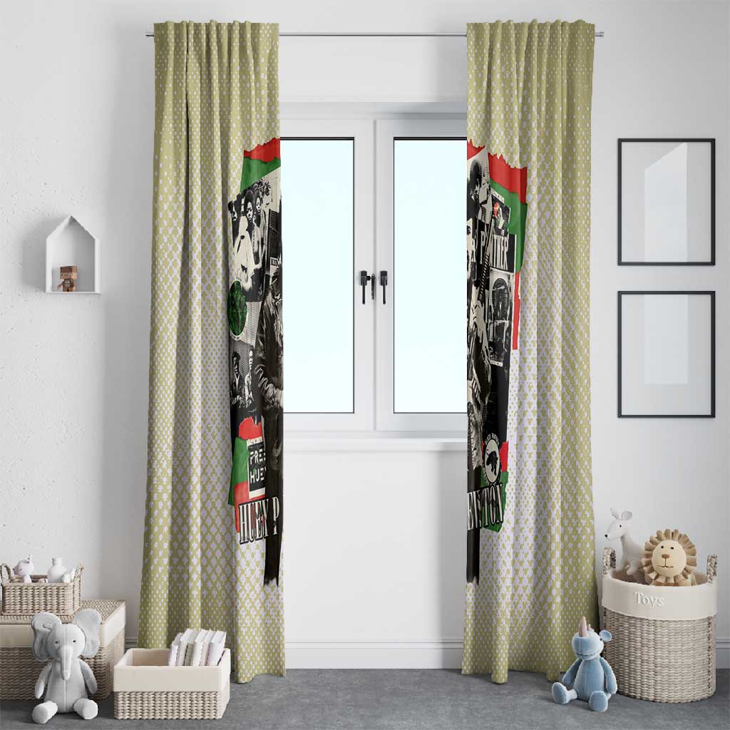 Huey P. Newton Window Curtain Black Panther Collage Design Civil Rights Movement Theme Revolutionary Tribute - Wonder Print Shop