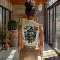Huey P. Newton Women Sleeveless Polo Shirt Black Panther Collage Design Civil Rights Movement Theme Revolutionary Tribute - Wonder Print Shop