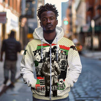 Huey P. Newton Zip Hoodie Black Panther Collage Design Civil Rights Movement Theme Revolutionary Tribute - Wonder Print Shop