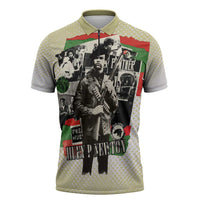Huey P. Newton Zipper Polo Shirt Black Panther Collage Design Civil Rights Movement Theme Revolutionary Tribute - Wonder Print Shop