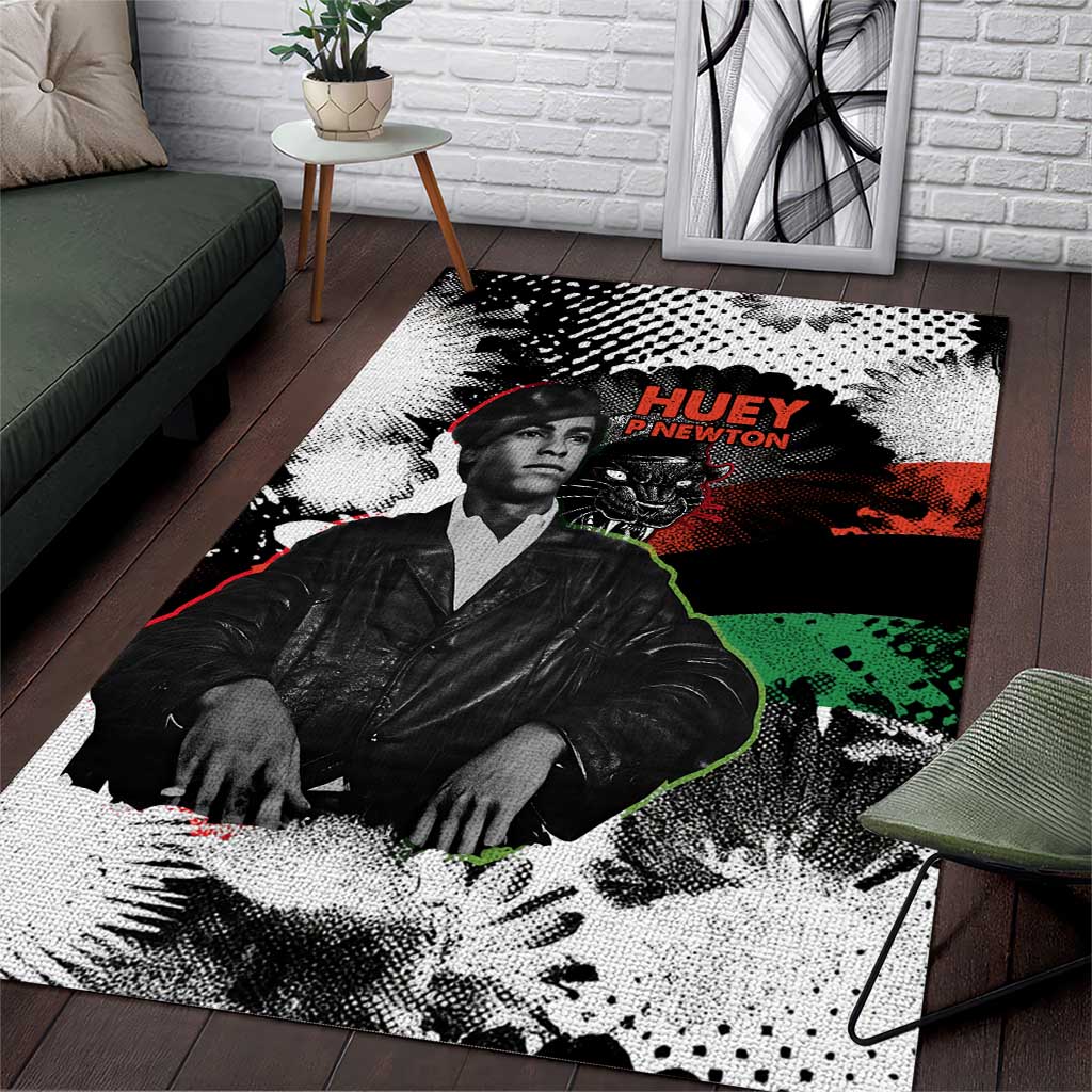 Huey P. Newton Area Rug Revolutionary Portrait - Panther Graphic Surrender to the Revolution Quote - Wonder Print Shop