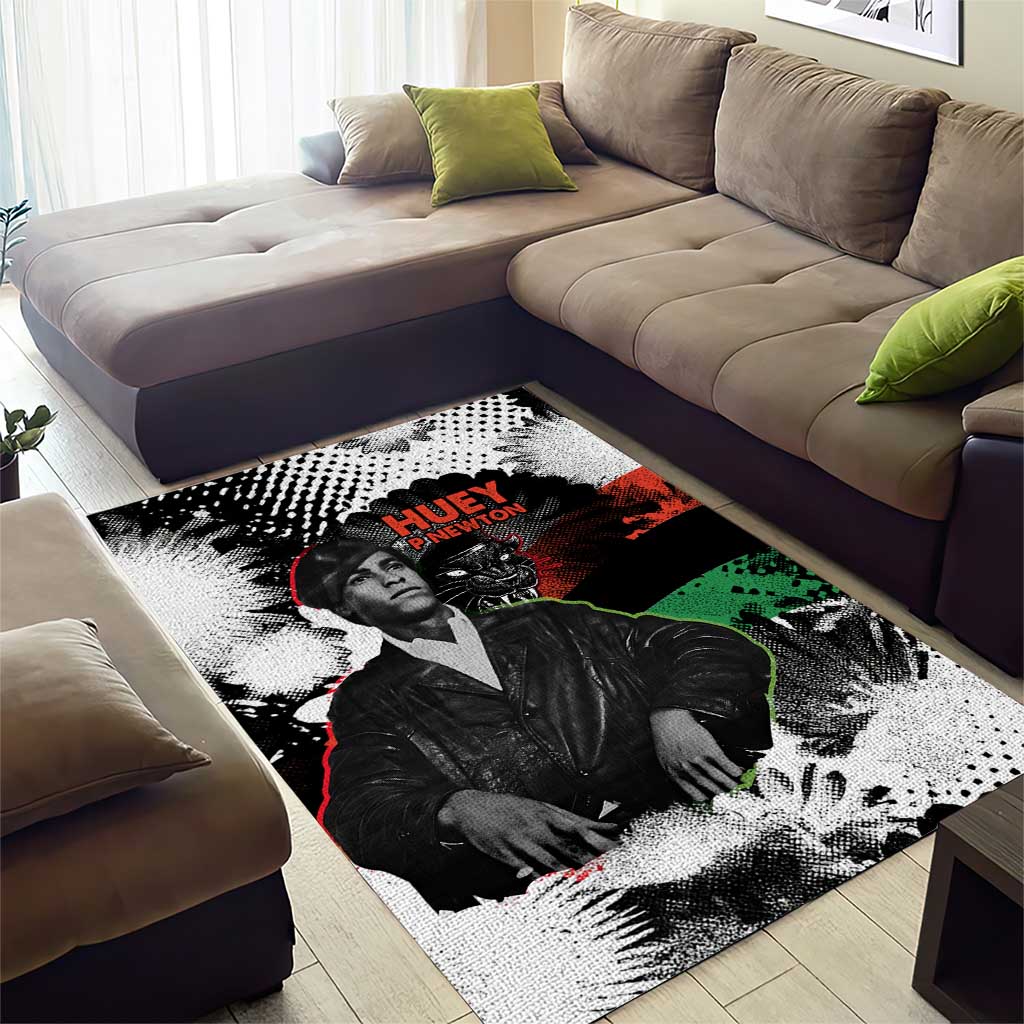 Huey P. Newton Area Rug Revolutionary Portrait - Panther Graphic Surrender to the Revolution Quote - Wonder Print Shop