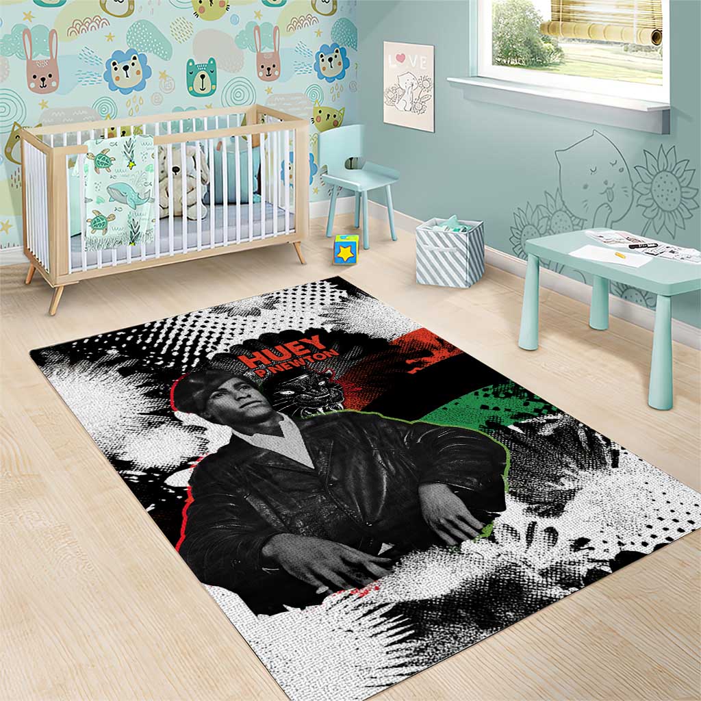 Huey P. Newton Area Rug Revolutionary Portrait - Panther Graphic Surrender to the Revolution Quote - Wonder Print Shop