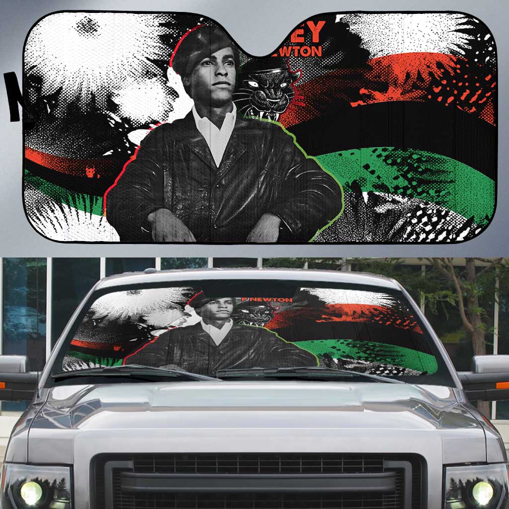Huey P. Newton Auto Sun Shade Revolutionary Portrait - Panther Graphic Surrender to the Revolution Quote - Wonder Print Shop