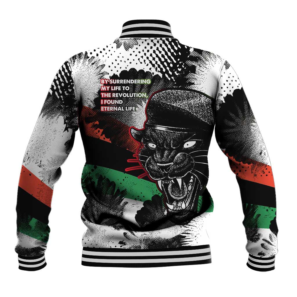 Huey P. Newton Baseball Jacket Revolutionary Portrait - Panther Graphic Surrender to the Revolution Quote - Wonder Print Shop