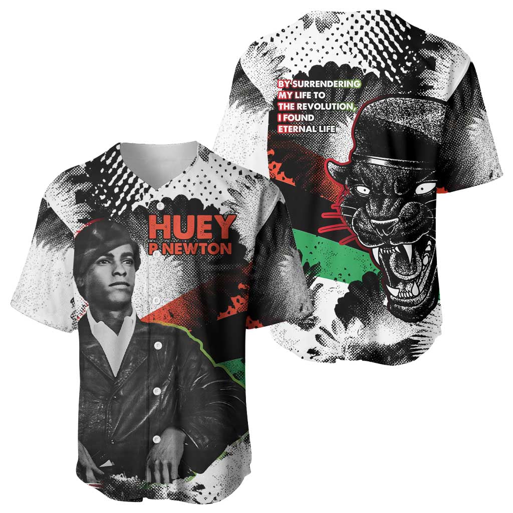 Huey P. Newton Baseball Jersey Revolutionary Portrait - Panther Graphic Surrender to the Revolution Quote TS04