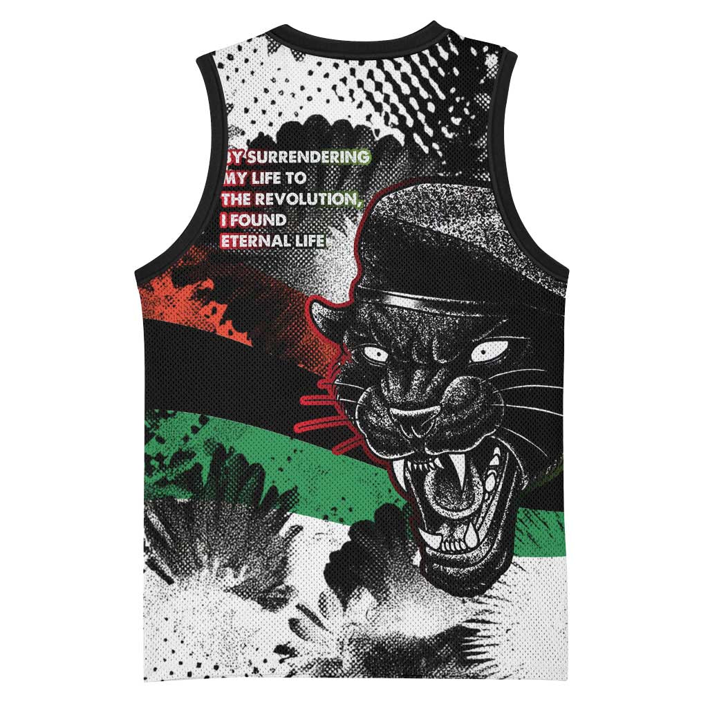 Huey P. Newton Basketball Jersey Revolutionary Portrait - Panther Graphic Surrender to the Revolution Quote - Wonder Print Shop