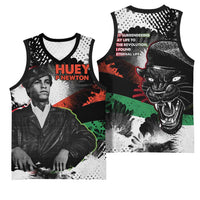 Huey P. Newton Basketball Jersey Revolutionary Portrait - Panther Graphic Surrender to the Revolution Quote - Wonder Print Shop