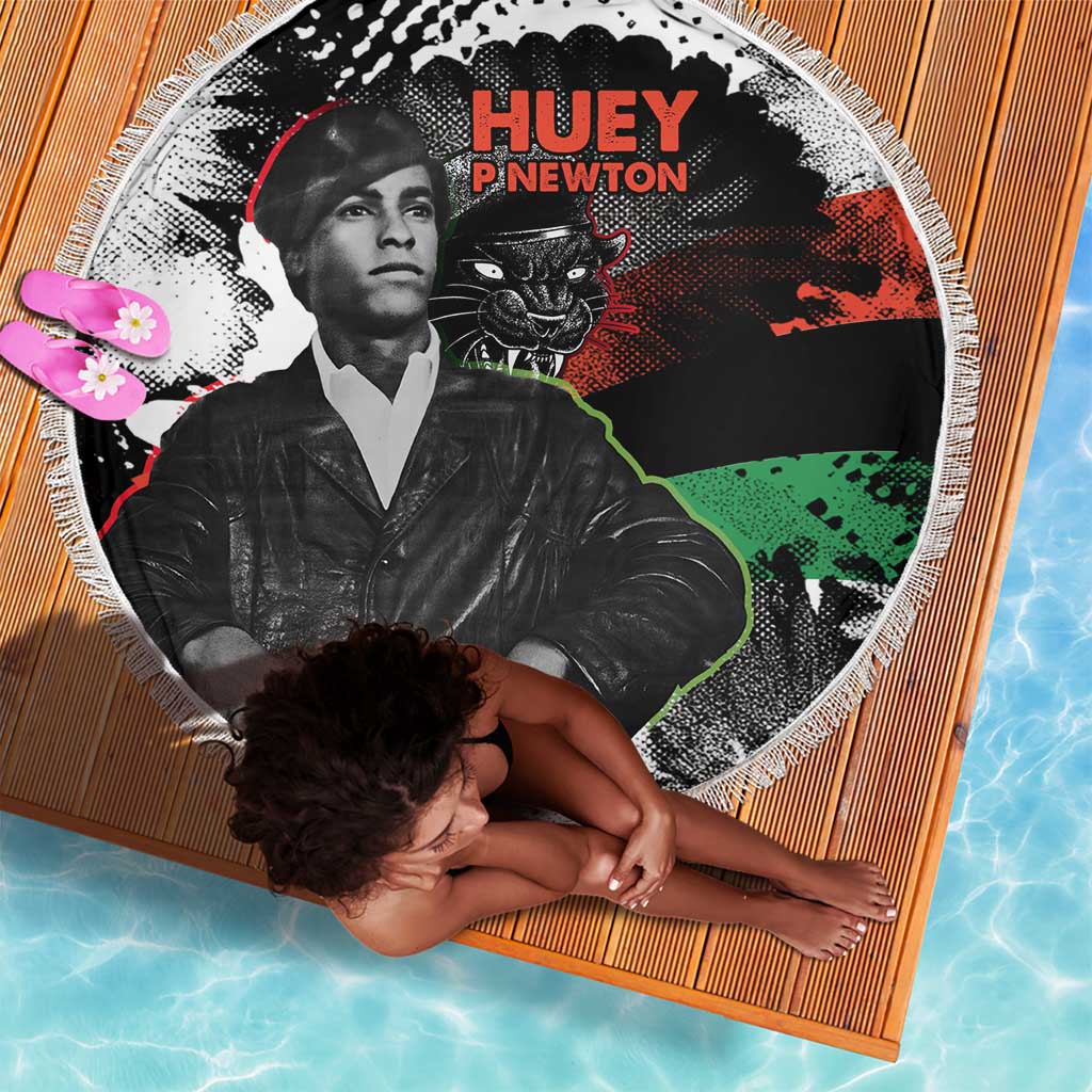 Huey P. Newton Beach Blanket Revolutionary Portrait - Panther Graphic Surrender to the Revolution Quote - Wonder Print Shop