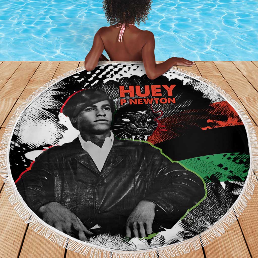 Huey P. Newton Beach Blanket Revolutionary Portrait - Panther Graphic Surrender to the Revolution Quote - Wonder Print Shop