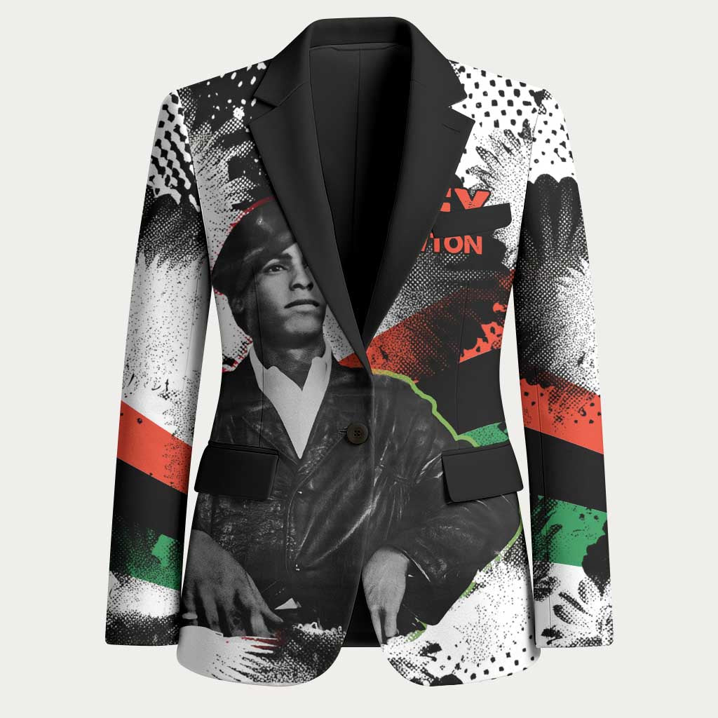 Huey P. Newton Blazer Revolutionary Portrait - Panther Graphic Surrender to the Revolution Quote - Wonder Print Shop