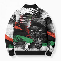 Huey P. Newton Bomber Puffer Jacket Revolutionary Portrait - Panther Graphic Surrender to the Revolution Quote - Wonder Print Shop