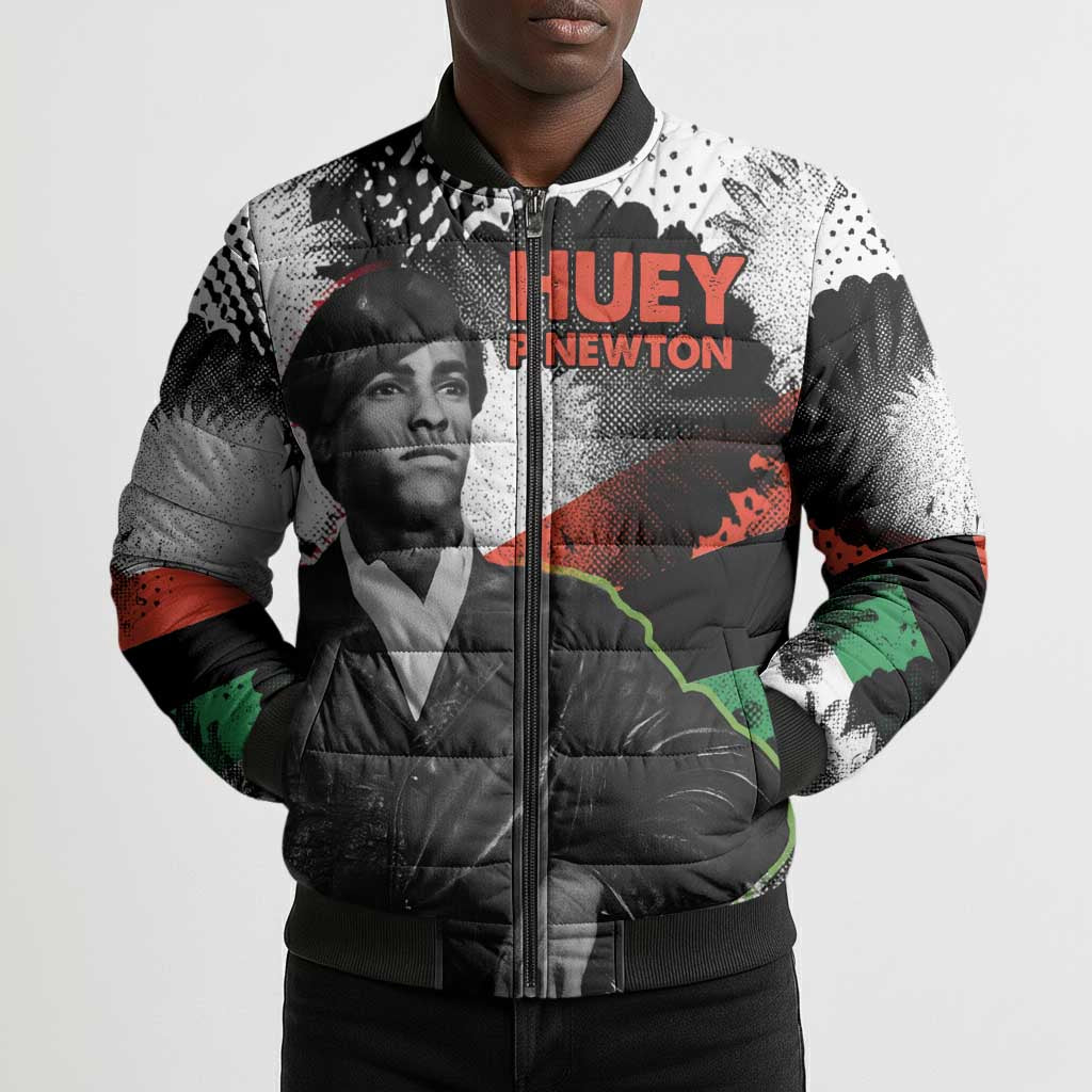 Huey P. Newton Bomber Puffer Jacket Revolutionary Portrait - Panther Graphic Surrender to the Revolution Quote - Wonder Print Shop