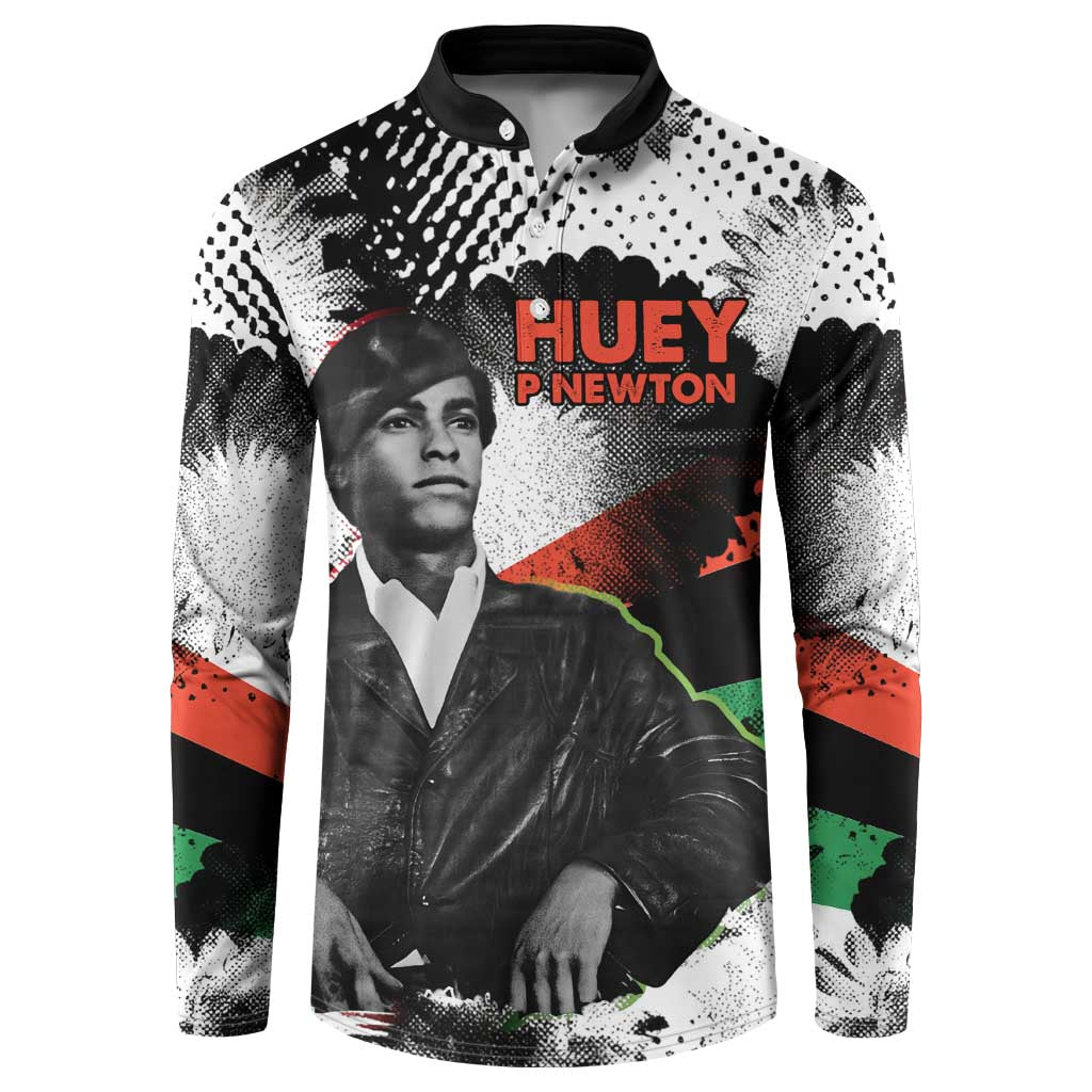 Huey P. Newton Button Sweatshirt Revolutionary Portrait - Panther Graphic Surrender to the Revolution Quote