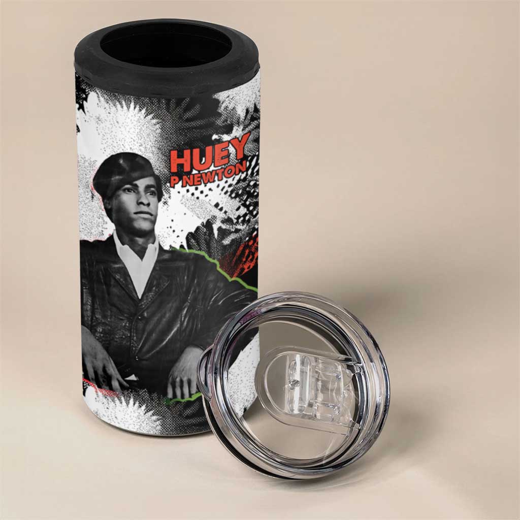 Huey P. Newton 4 in 1 Can Cooler Tumbler Revolutionary Portrait - Panther Graphic Surrender to the Revolution Quote - Wonder Print Shop