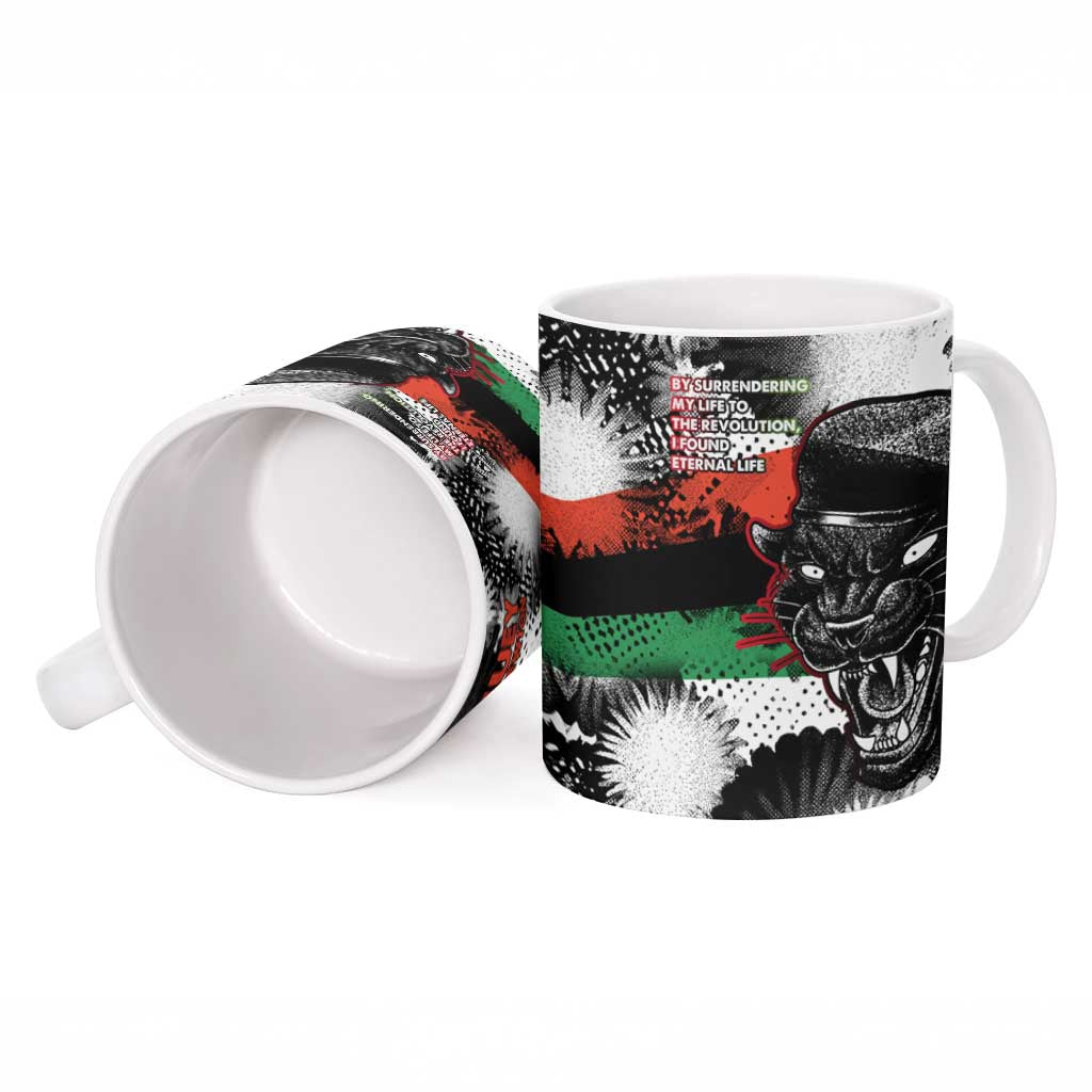 Huey P. Newton Ceramic Mug Revolutionary Portrait - Panther Graphic Surrender to the Revolution Quote - Wonder Print Shop