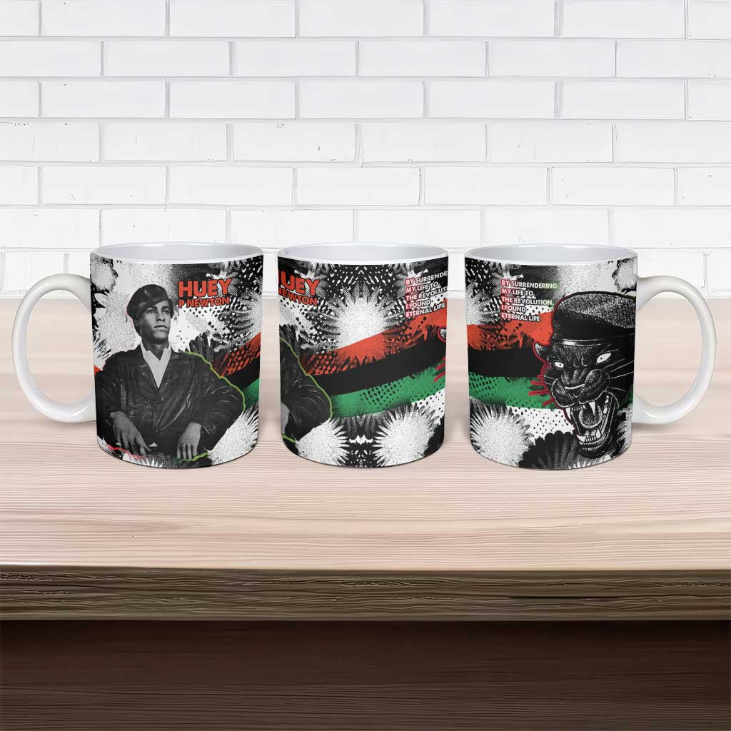 Huey P. Newton Ceramic Mug Revolutionary Portrait - Panther Graphic Surrender to the Revolution Quote - Wonder Print Shop