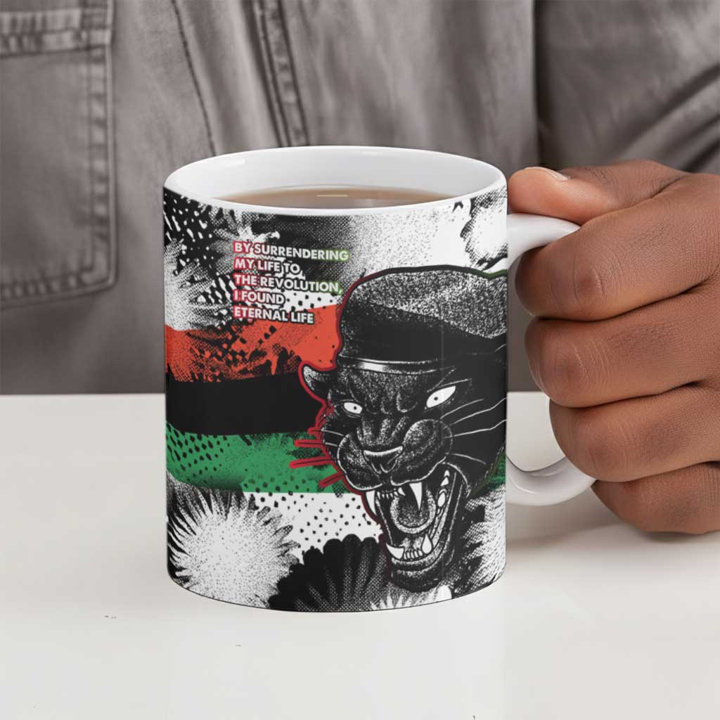 Huey P. Newton Ceramic Mug Revolutionary Portrait - Panther Graphic Surrender to the Revolution Quote - Wonder Print Shop