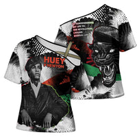 Huey P. Newton Cross Shoulder Shirt Revolutionary Portrait - Panther Graphic Surrender to the Revolution Quote - Wonder Print Shop