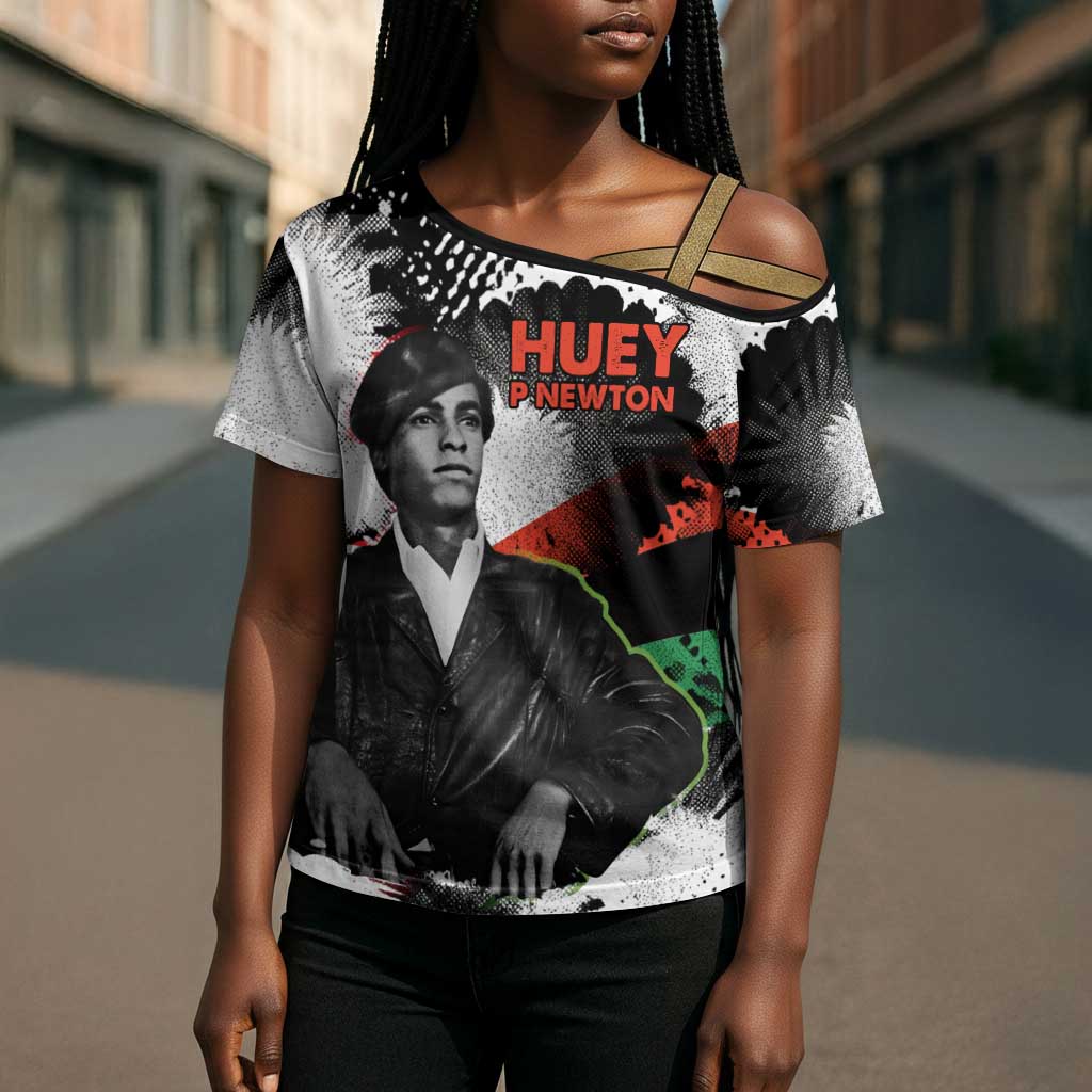Huey P. Newton Cross Shoulder Shirt Revolutionary Portrait - Panther Graphic Surrender to the Revolution Quote - Wonder Print Shop