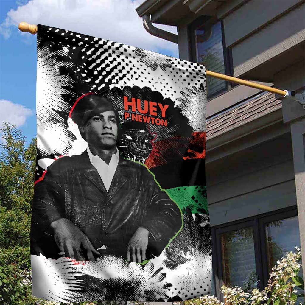 Huey P. Newton Garden Flag Revolutionary Portrait - Panther Graphic Surrender to the Revolution Quote - Wonder Print Shop