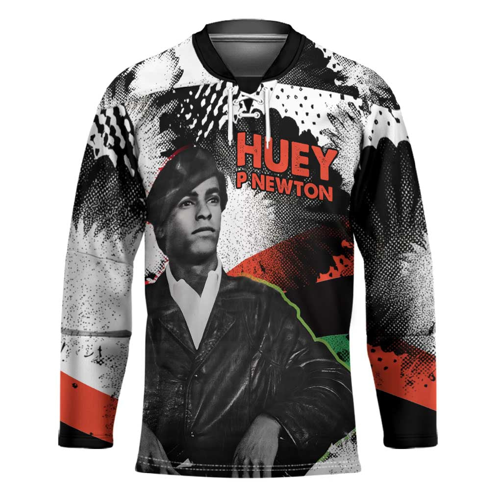 Huey P. Newton Hockey Jersey Revolutionary Portrait - Panther Graphic Surrender to the Revolution Quote - Wonder Print Shop