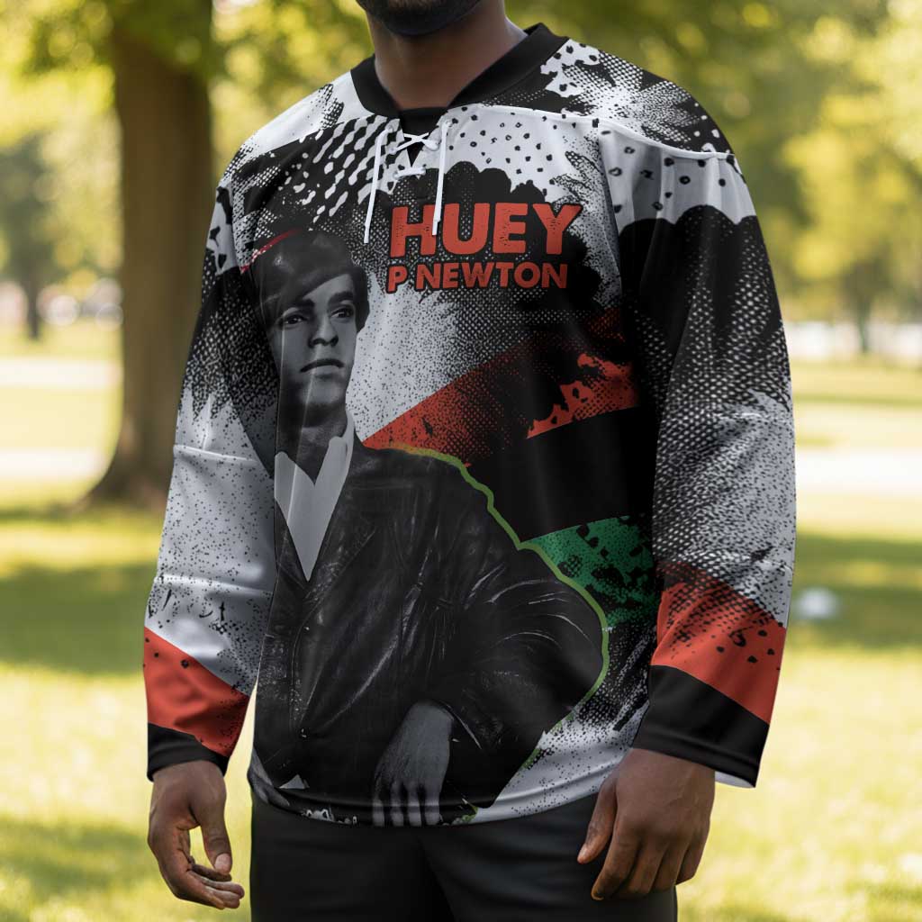 Huey P. Newton Hockey Jersey Revolutionary Portrait - Panther Graphic Surrender to the Revolution Quote - Wonder Print Shop
