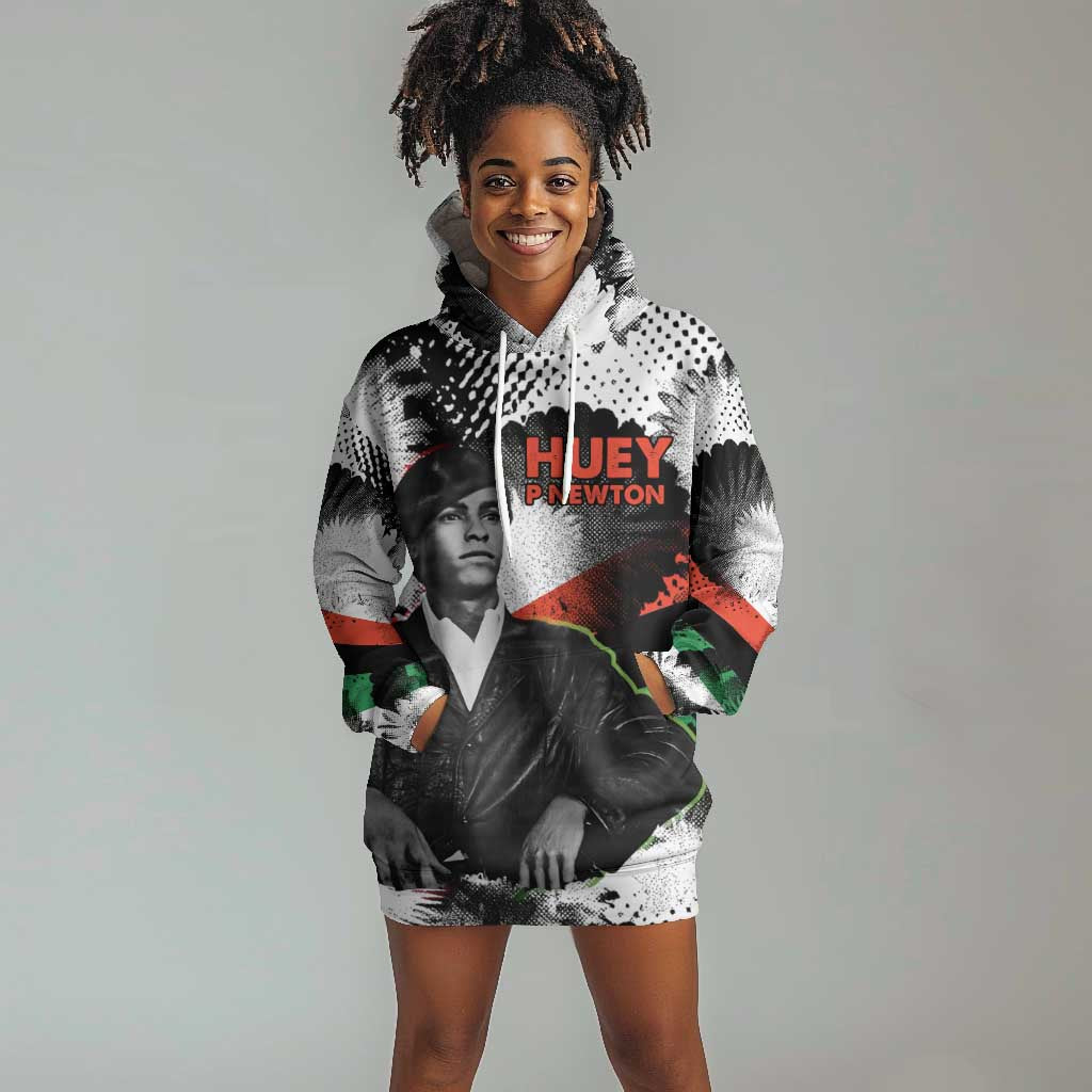 Huey P. Newton Hoodie Dress Revolutionary Portrait - Panther Graphic Surrender to the Revolution Quote - Wonder Print Shop
