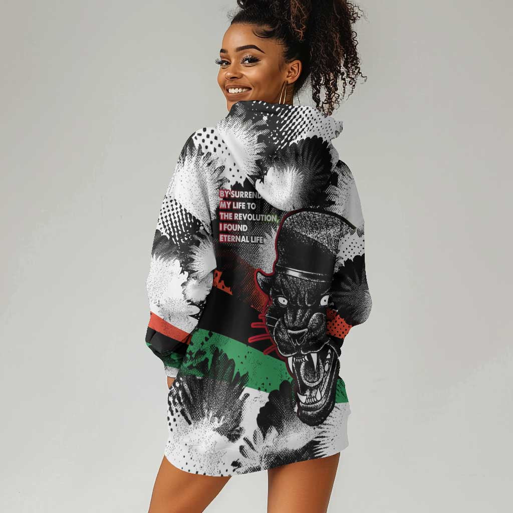 Huey P. Newton Hoodie Dress Revolutionary Portrait - Panther Graphic Surrender to the Revolution Quote - Wonder Print Shop