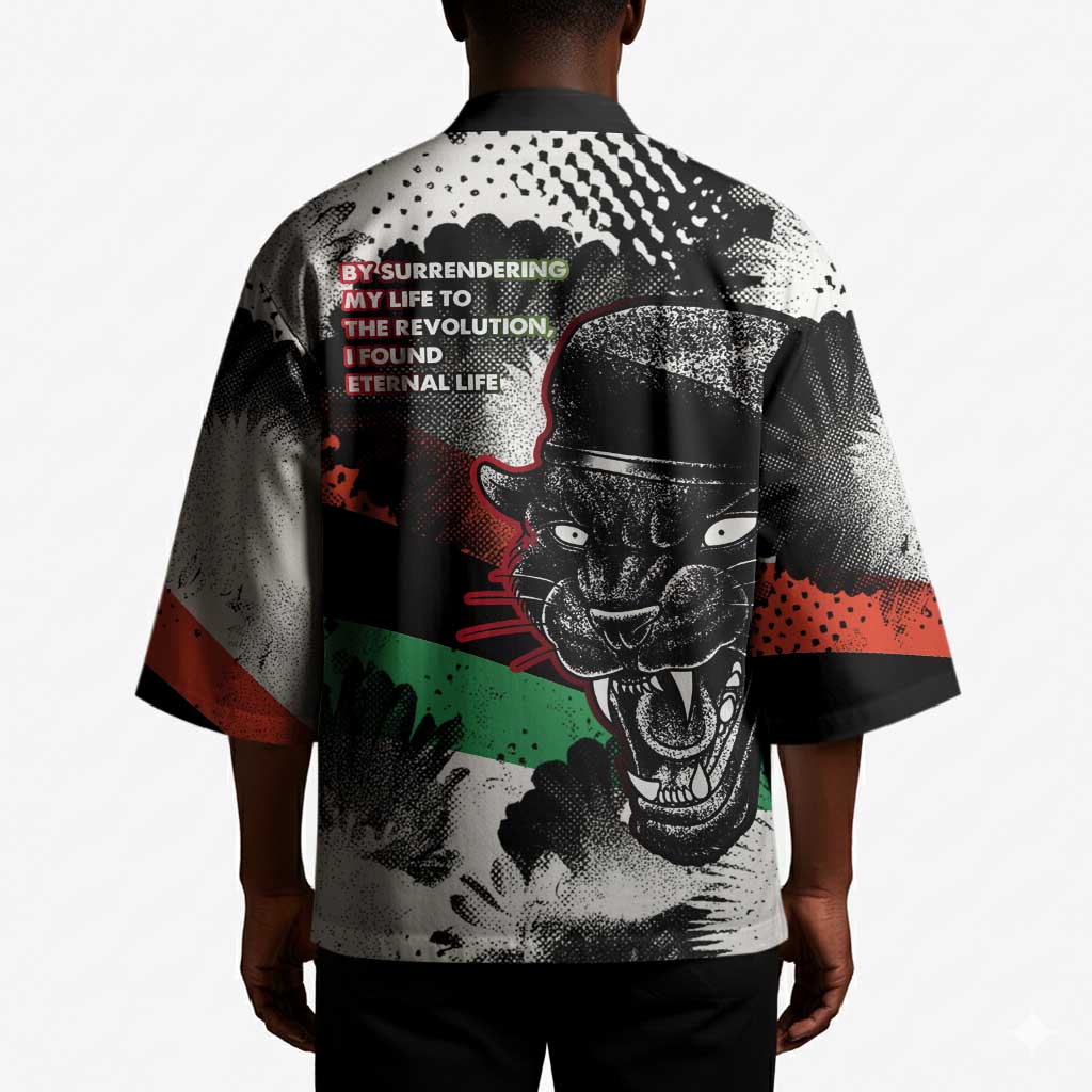 Huey P. Newton Kimono Revolutionary Portrait - Panther Graphic Surrender to the Revolution Quote - Wonder Print Shop