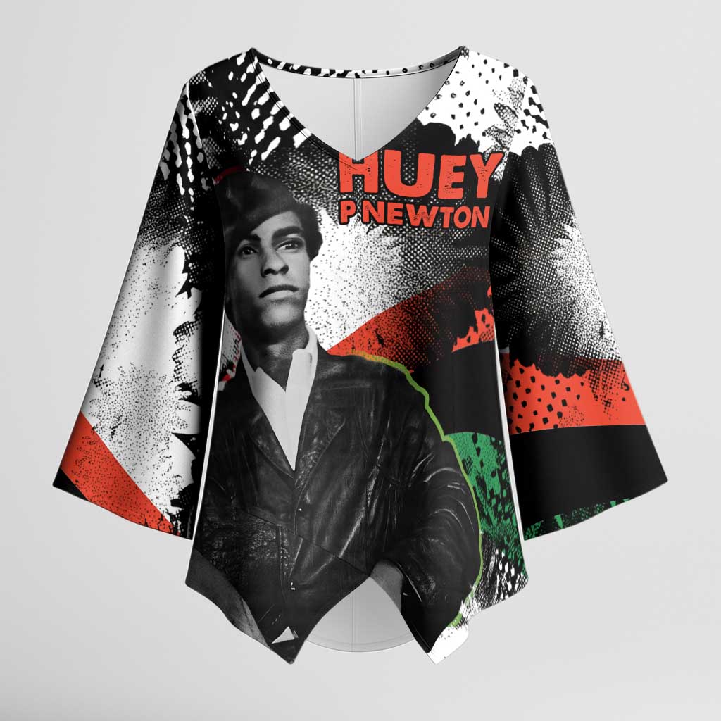 Huey P. Newton Kimono Sleeve Blouse Revolutionary Portrait - Panther Graphic Surrender to the Revolution Quote - Wonder Print Shop