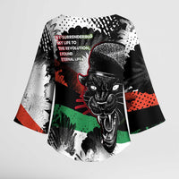 Huey P. Newton Kimono Sleeve Blouse Revolutionary Portrait - Panther Graphic Surrender to the Revolution Quote - Wonder Print Shop
