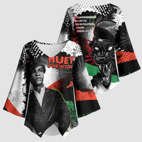 Huey P. Newton Kimono Sleeve Blouse Revolutionary Portrait - Panther Graphic Surrender to the Revolution Quote - Wonder Print Shop
