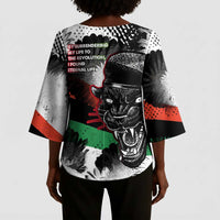 Huey P. Newton Kimono Sleeve Blouse Revolutionary Portrait - Panther Graphic Surrender to the Revolution Quote - Wonder Print Shop