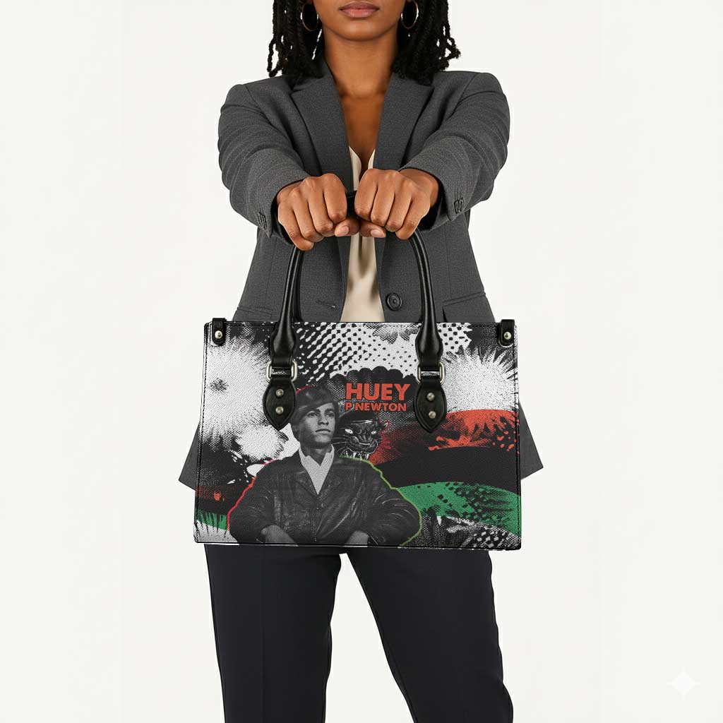 Huey P. Newton Leather Bag Revolutionary Portrait - Panther Graphic Surrender to the Revolution Quote - Wonder Print Shop